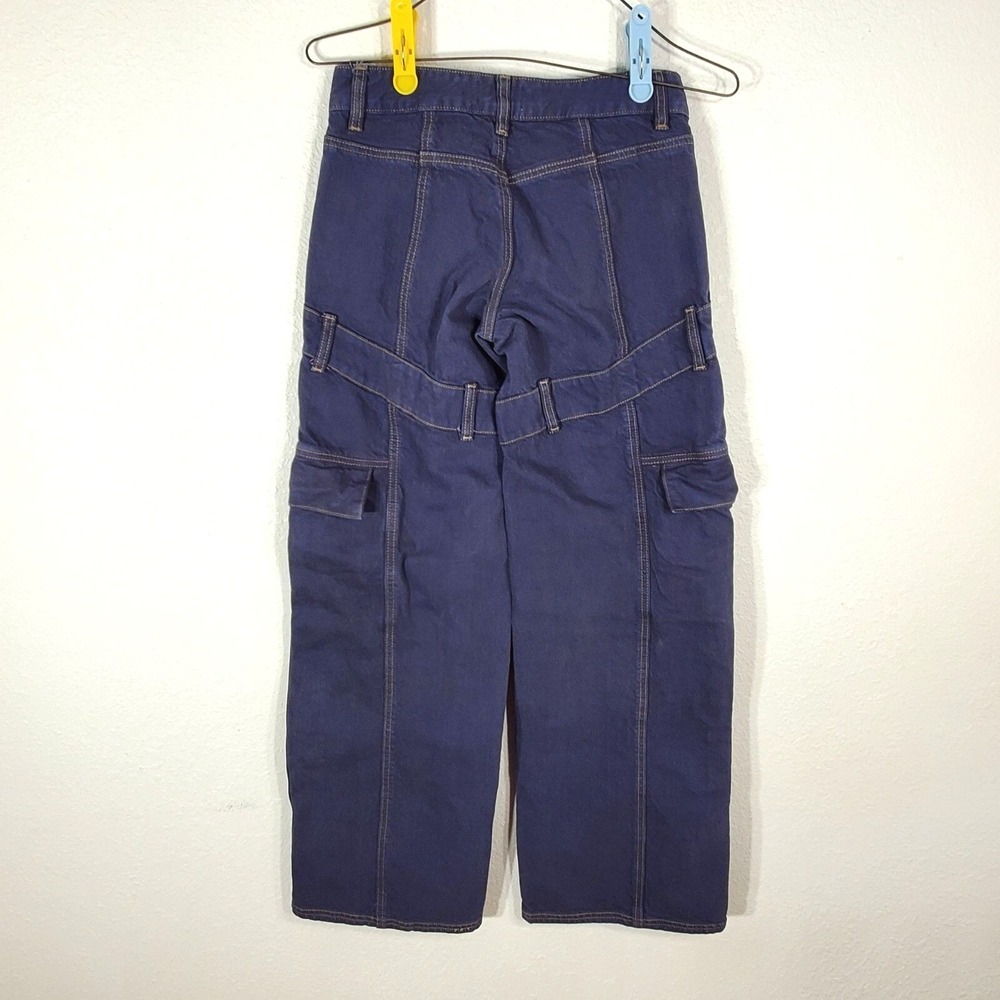 PacSun Low Rise Baggy Cargo Pants Size 22 Dark Blue Wide Leg 27x30 - Picture 3 of 14